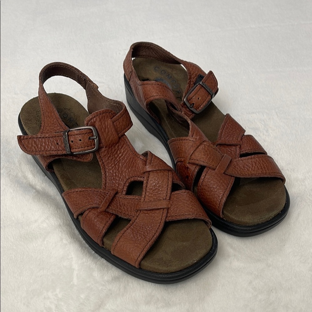 Dexter Brown Leather Sandals with Adjustable Straps WOMENS SIZE 8.5